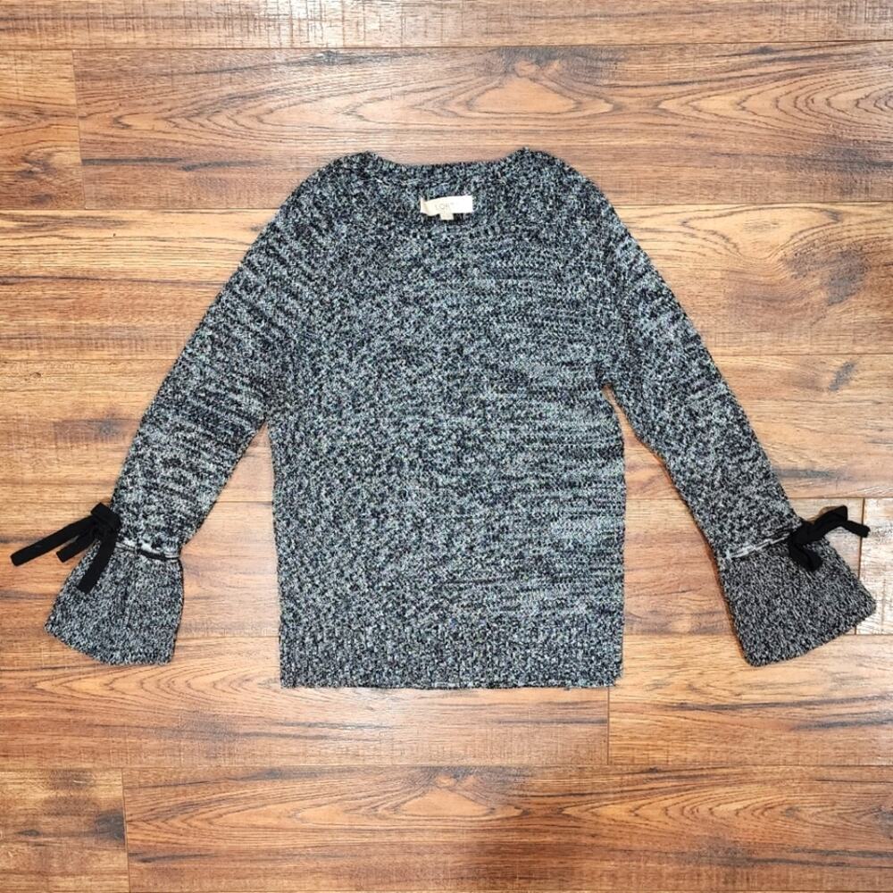NWT Loft Women's Long Sleeve Marled Crew Neck Sleeve Tie Detail Sweater X-Small